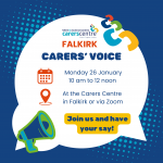 invitation to falkirk carers voice on 26th January from 10 am in the Carers Centre