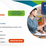 invitation to autims and neurodiversity training on 24th march, showing a man and a child playing