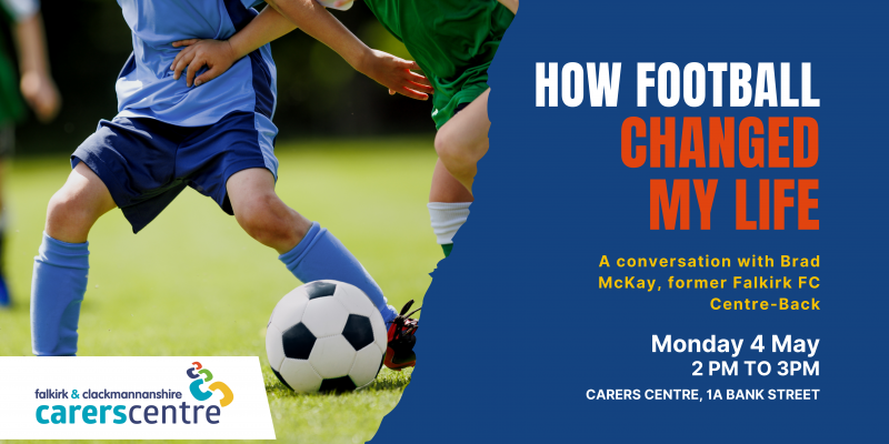 invitation to a talk with Brad McKay, former Falkirk FC player, in the Centre,