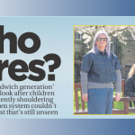 newspaper article snippet of carer representative and her family