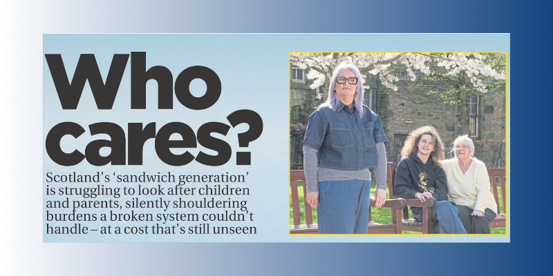 newspaper article snippet of carer representative and her family