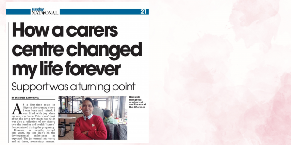 photo of Sunday National article about Bami, a Falkirk carer who is also a Carer Representative